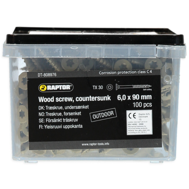 TRÄSKRUV 6,0X90 FH C4 100ST TX30 RAPTOR | Beijerbygg Byggmaterial